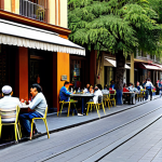 **

"A bustling street scene in the Lastarria neighborhood of Santiago, Chile, during the daytime. People are enjoying the cafes and cultural attractions. Focus on the vibrant colors and historical architecture. Safe for work, appropriate content, fully clothed, professional, modest, perfect anatomy, natural proportions, high quality."

**